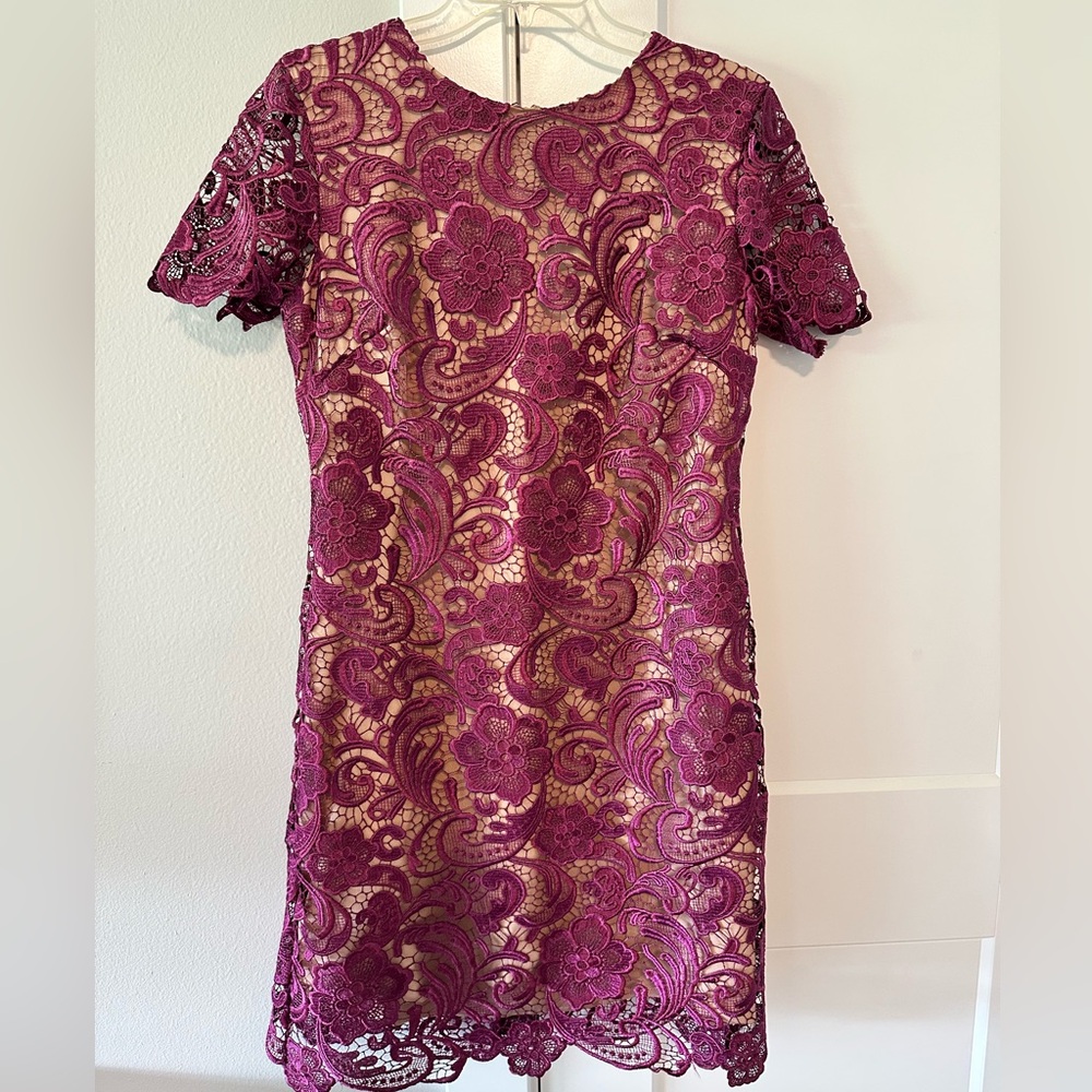 Dress the Population Magenta Lace Mini Dress